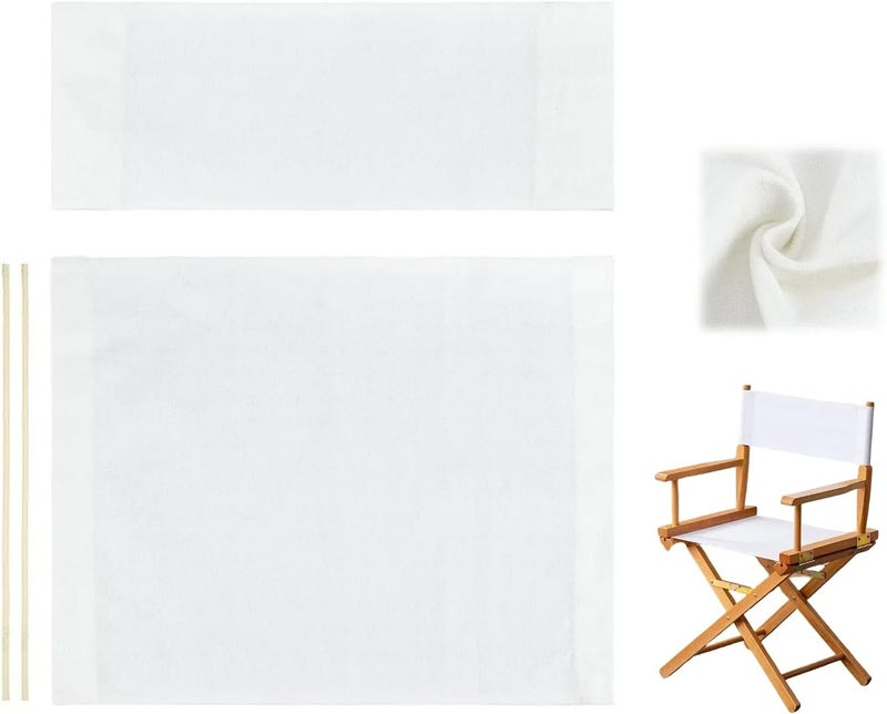 wonofa 1 Set Director Chair Canvas Replacement with Wood Stick,21.2" L x 16.1" W Portable Replacement Cover Canvas for Directors Chair,Casual Home Directors Chairs Replacements Canvas(White) - Image 1